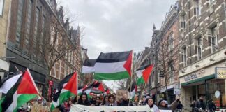 Mensenrechten in Palestina protest in Amsterdam